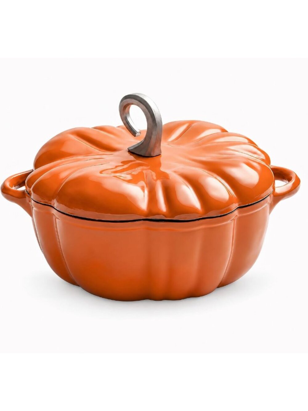 Pumpkin Dutch Oven Pot with Lid - Cast Iron Non-Stick Cooking for Stews & Soups